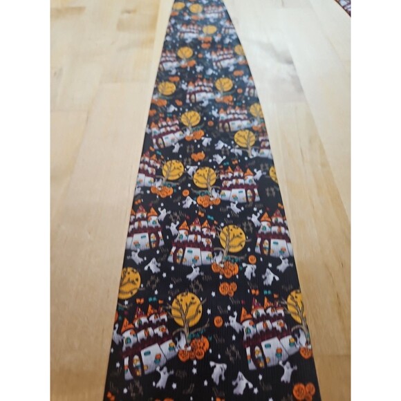 Vintage 90s Halloween Neck Tie Ghosts Jack O Lanterns Haunted Castles - Picture 3 of 10